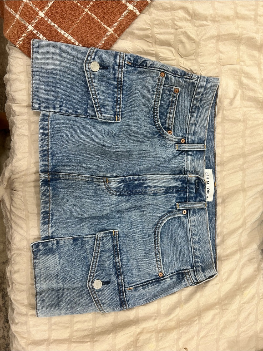 Denim Forum Light Wash Denim Mini Skirt